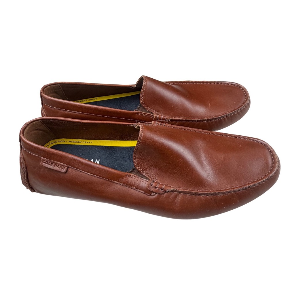 Cole Haan Grand Plus Mens 11M Brown Leather Slip On Loafers Driving Shoes